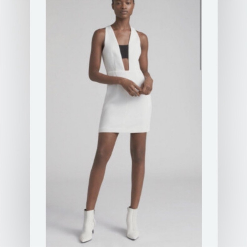 $350 RAG & BONE Sleeveless Dress, White with Black at Chest, Size 0